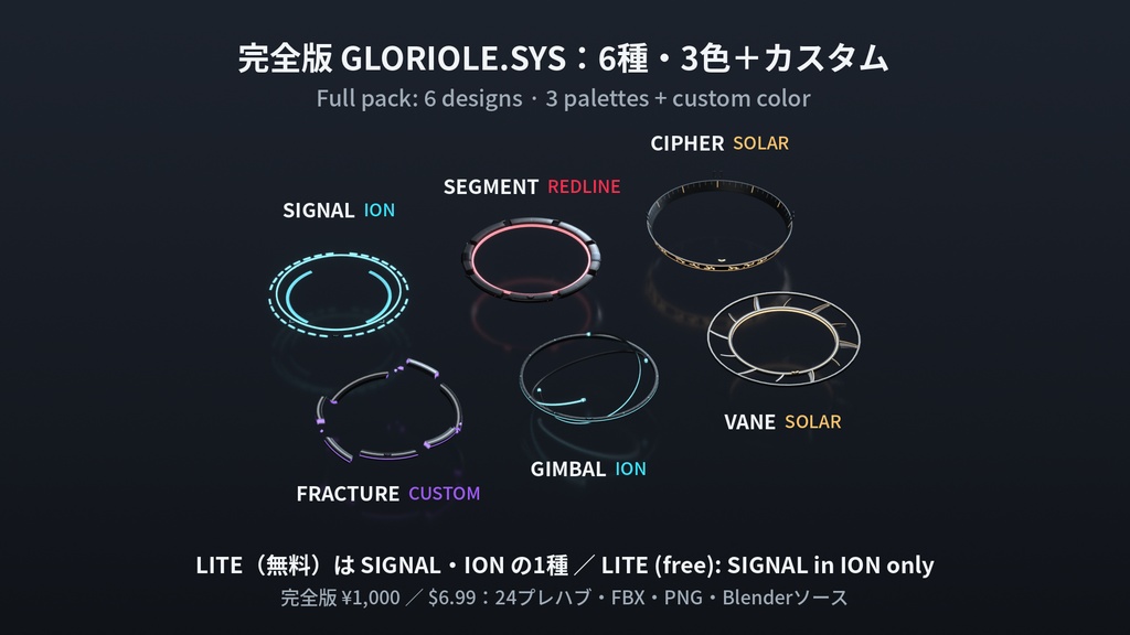 【無料】GLORIOLE.SYS LITE|SF光輪 SIGNAL(ION)【VRChat想定・MA対応・Quest対応】