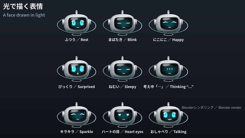 MOONLET(ムーンレット)|表情つき追従ドローン【なでると反応・VRChat想定・MA対応・PC/Quest対応・全アバター対応】