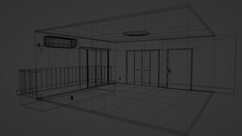 空き部屋3Dデータ(FBX、Blender3.6.0)