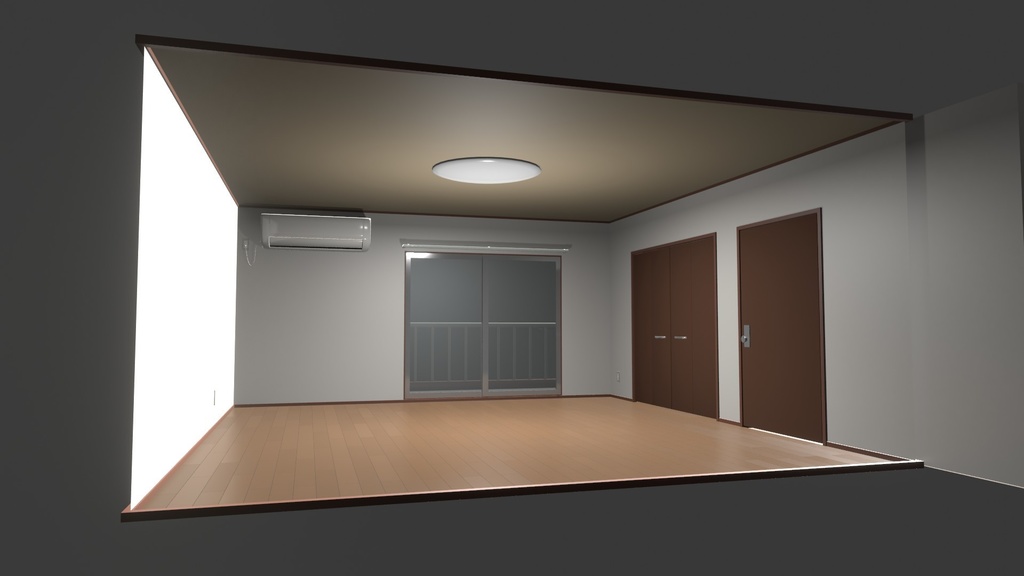 空き部屋3Dデータ(FBX、Blender3.6.0)