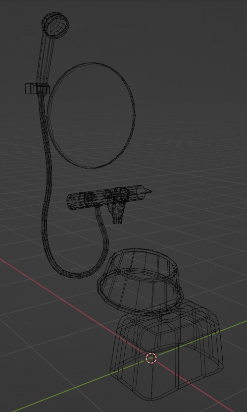 シャワーセット3Dデータ(FBX、Blender3.6.0)