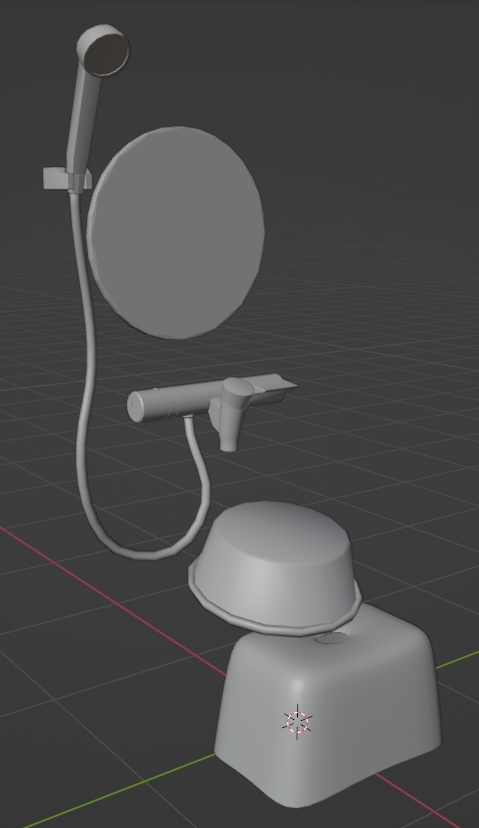 シャワーセット3Dデータ(FBX、Blender3.6.0)