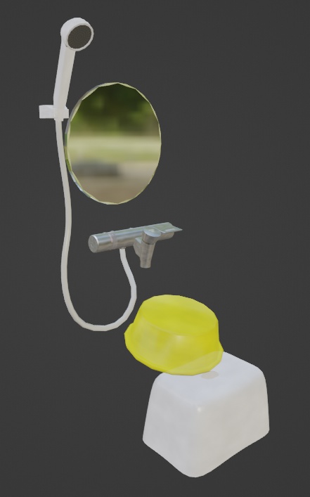 シャワーセット3Dデータ（FBX、Blender3.6.0）