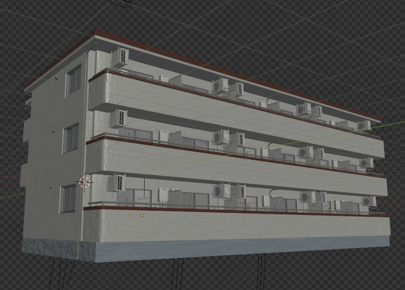 3階建アパート(ワンルーム)3Dデータ（Blender3.6.0）