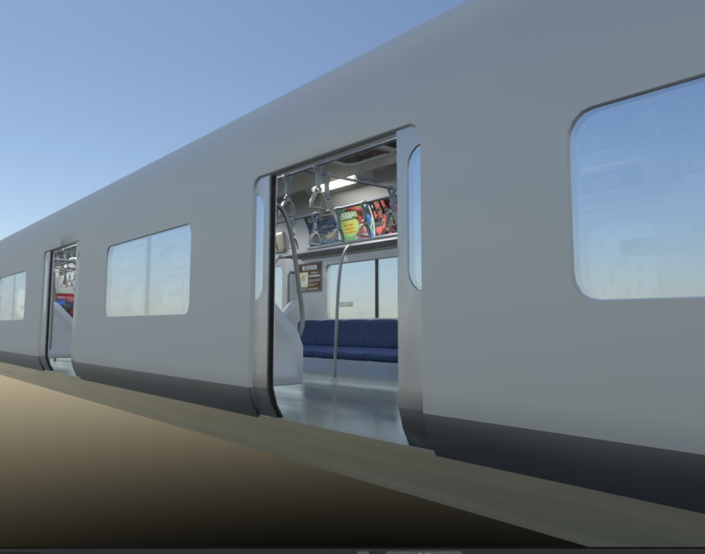 電車の中(Blenderデータ)