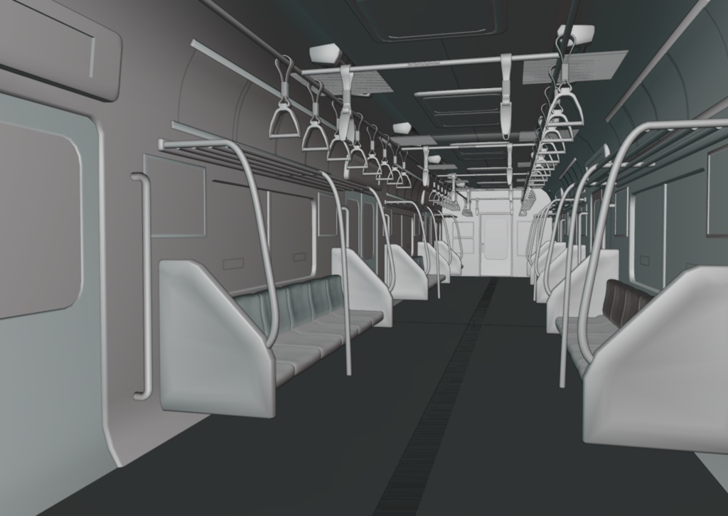 電車の中(Blenderデータ)