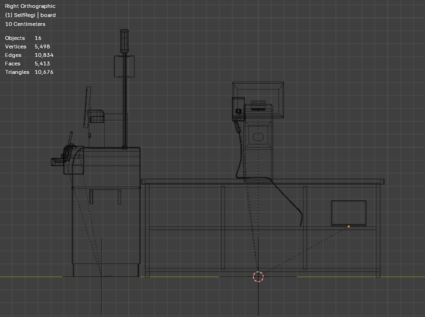 セミセルフレジカウンター(Blender4.5 & FBX データ)