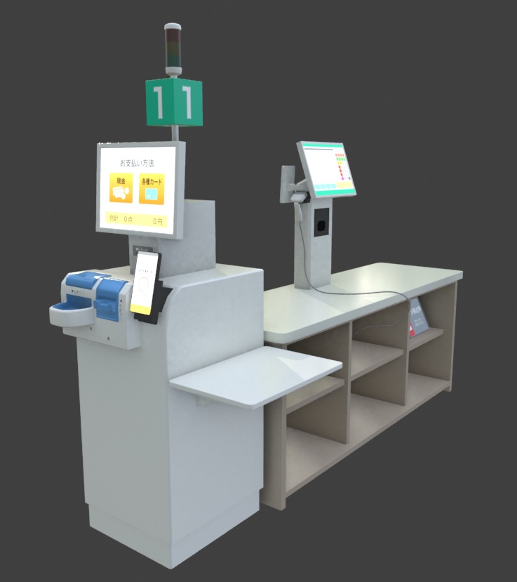 セミセルフレジカウンター（Blender4.5 & FBX データ）