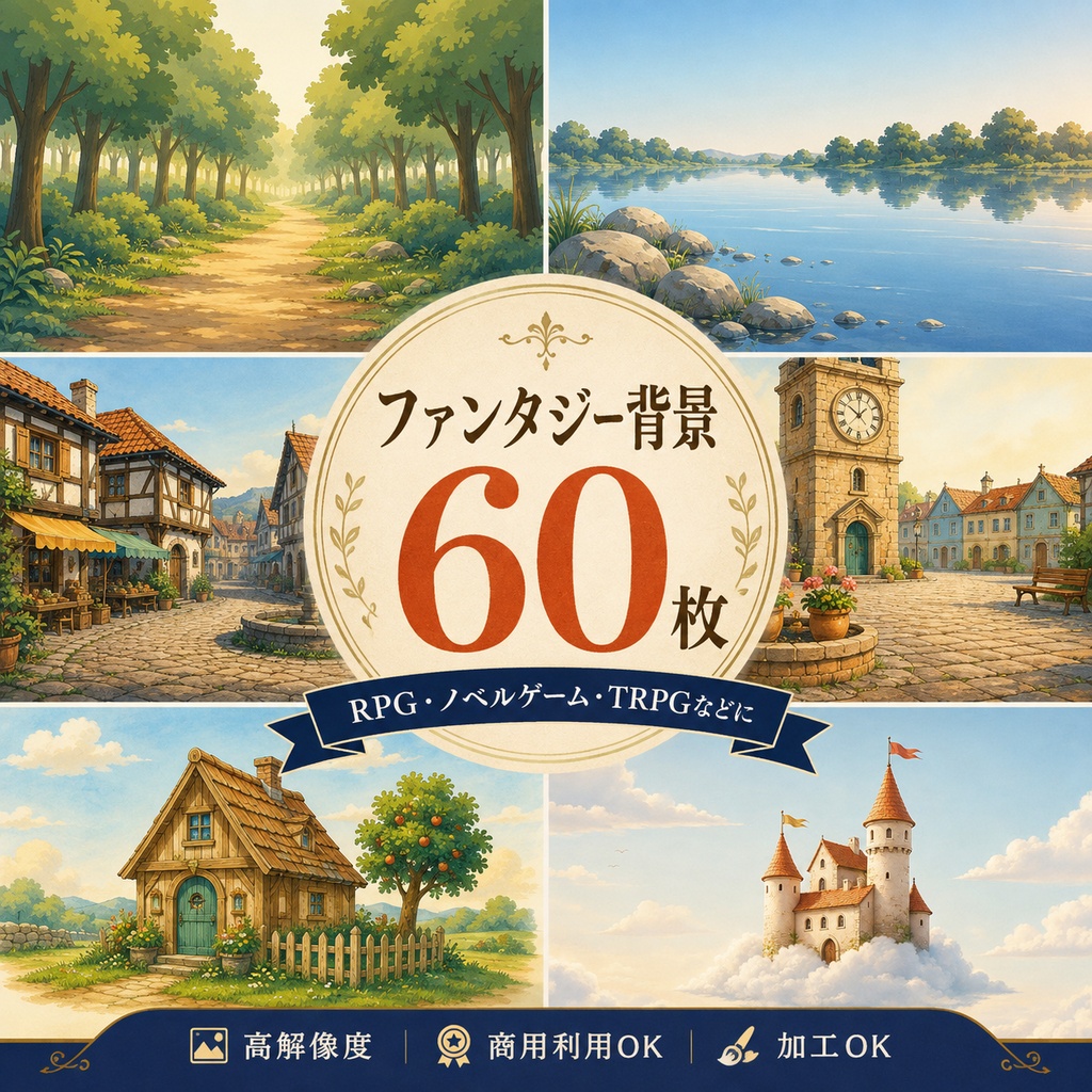 ファンタジー背景素材 60枚セット