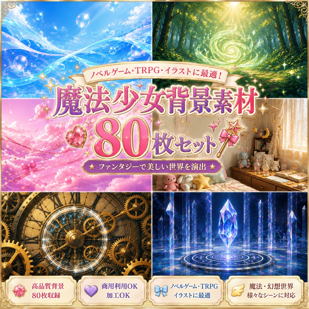 魔法少女の背景素材 80枚セット