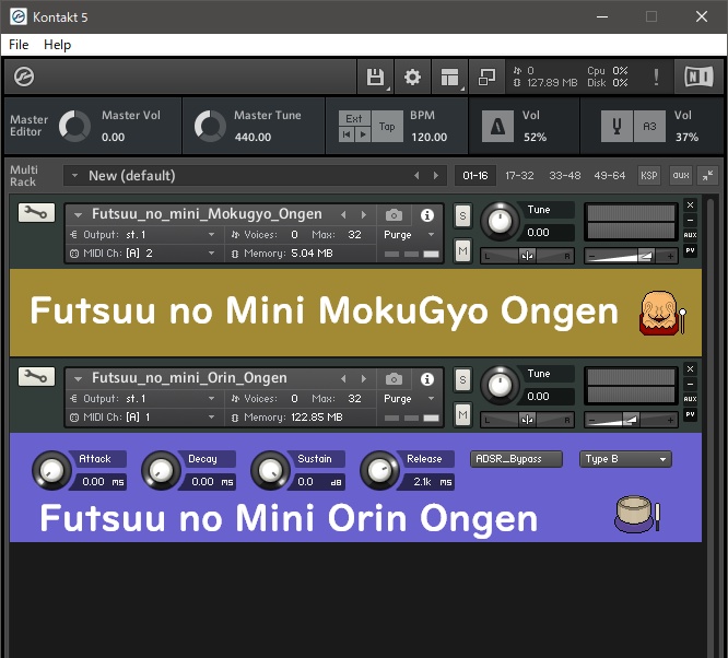 ふつうのミニ木魚&ミニお鈴音源セット【Kontakt用音源】