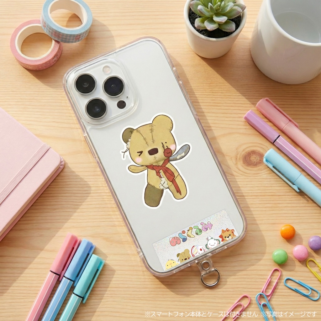 ひょっこりスマホホルダー&ラメ入りステッカー5枚 セット