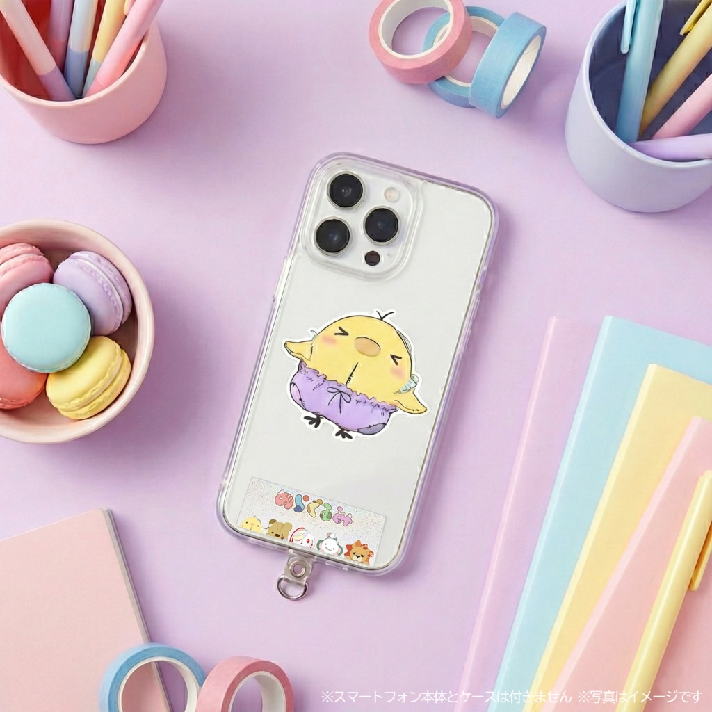 ひょっこりスマホホルダー&ラメ入りステッカー5枚 セット