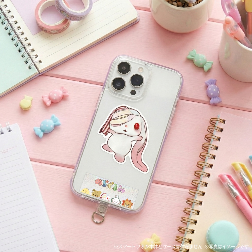 ひょっこりスマホホルダー&ラメ入りステッカー5枚 セット