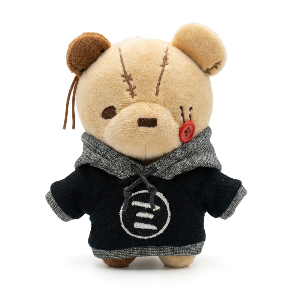 [のらぐるみ] ぬいぐるみキーチェーン ミデル（ブラックパーカー付き）