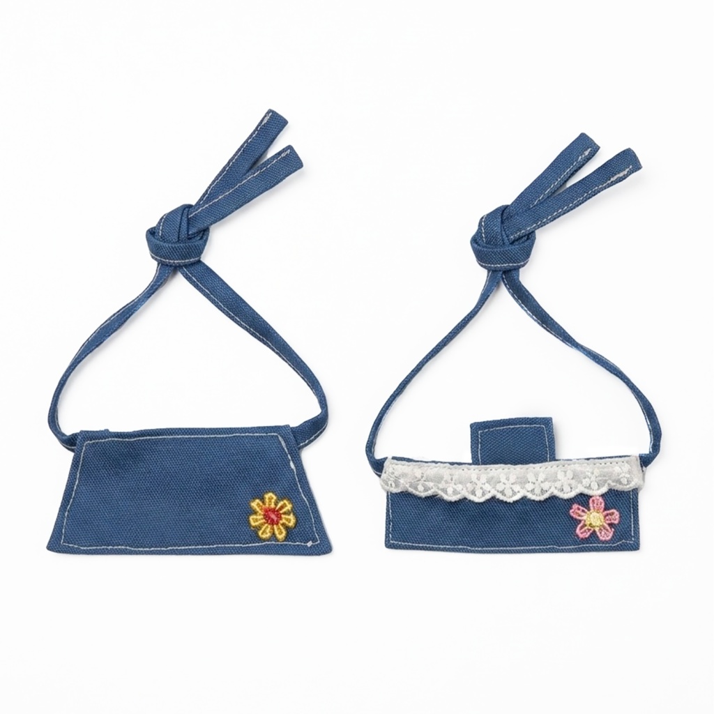 [のらぐるみ] デニム風エプロン ミデル用＆はみゅ用セット