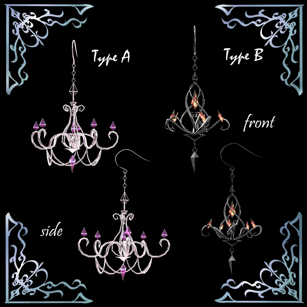 【VRChat想定】シャンデリアピアスセット