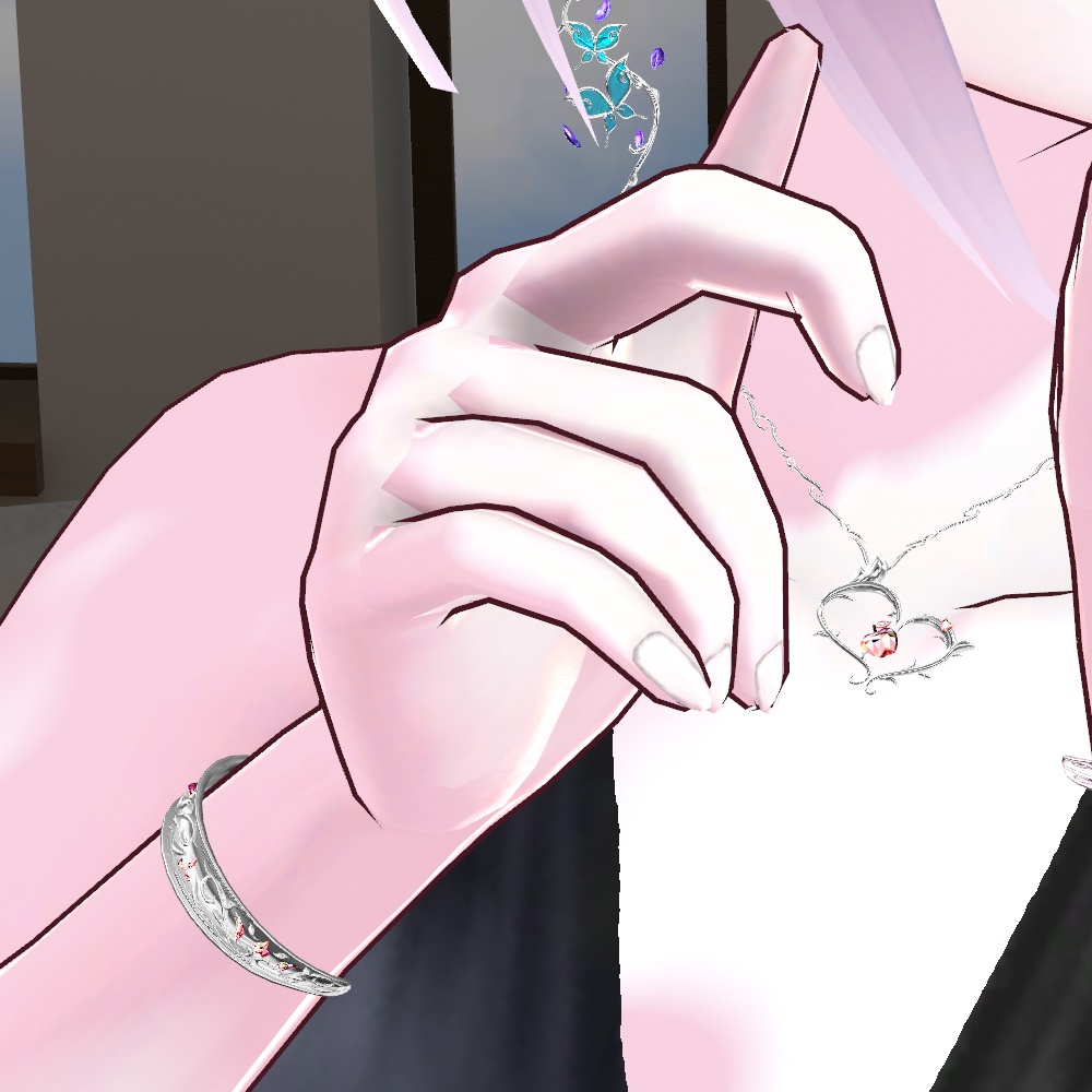 【VRChat想定】メタルバングル/リングセット