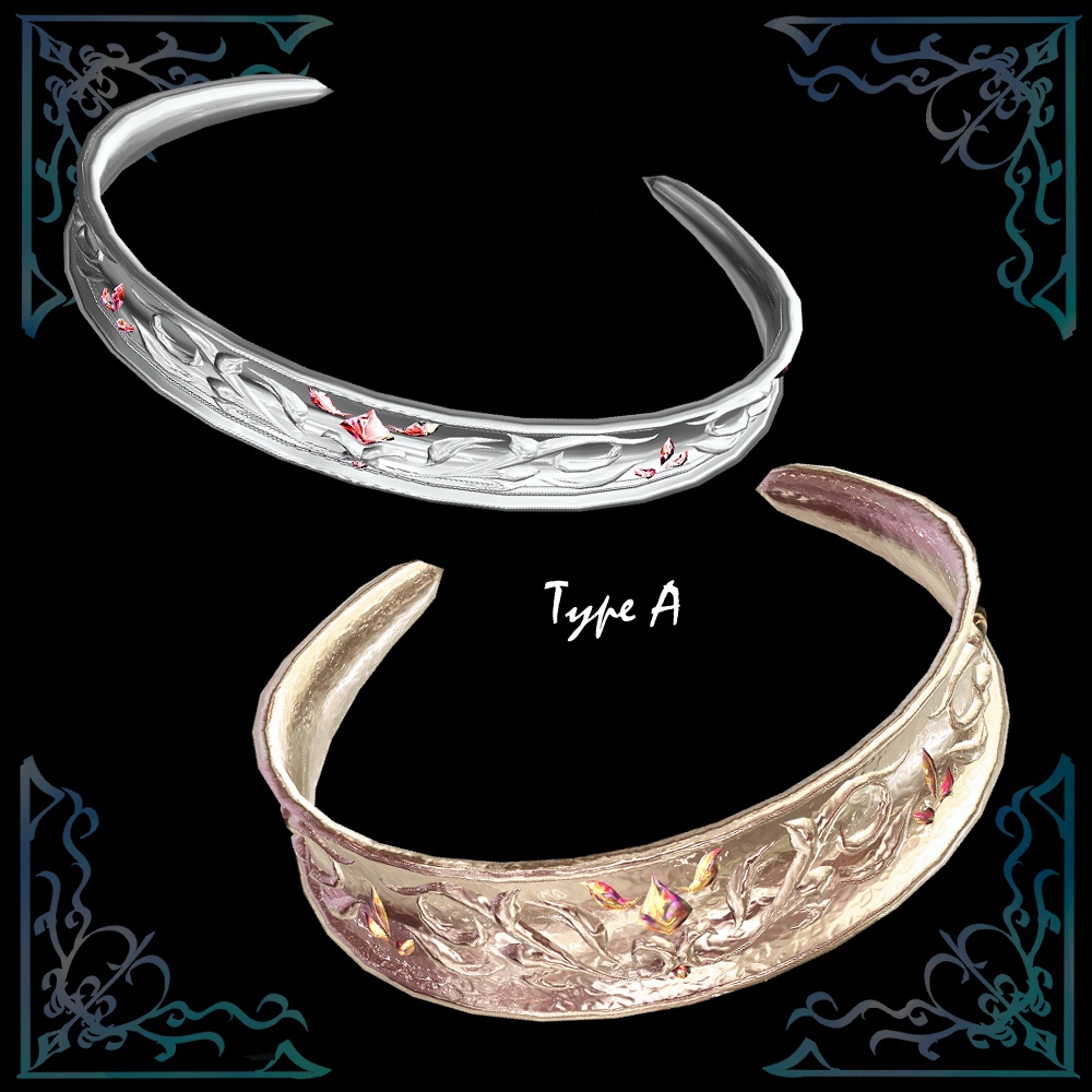 【VRChat想定】メタルバングル/リングセット