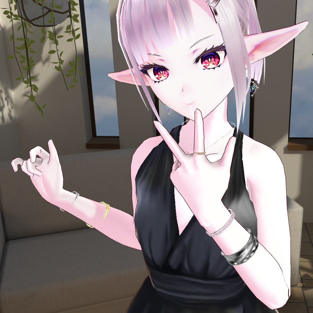 【VRChat想定】メタルバングル/リングセット