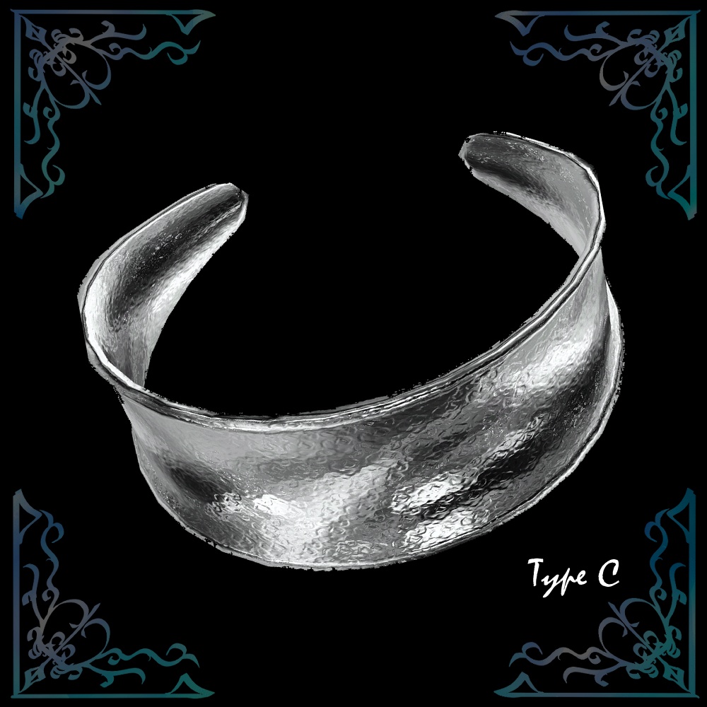 【VRChat想定】メタルバングル/リングセット