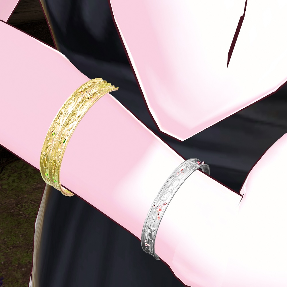 【VRChat想定】メタルバングル/リングセット