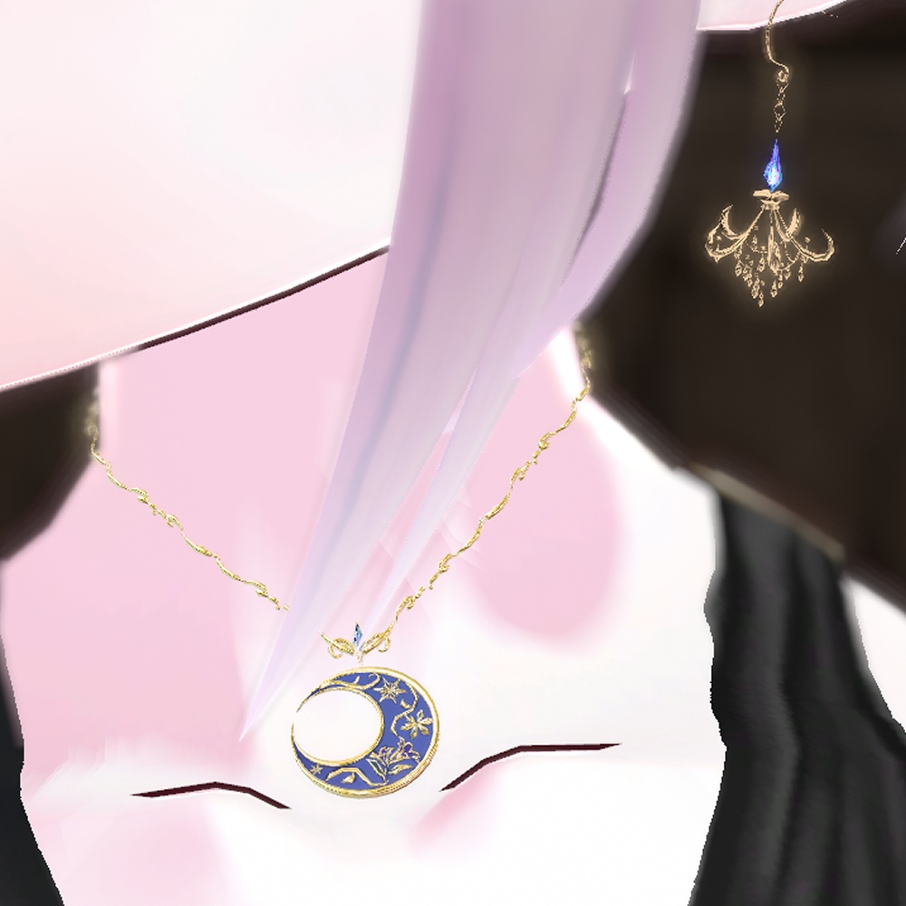 【VRChat想定】雪月花ネックレス