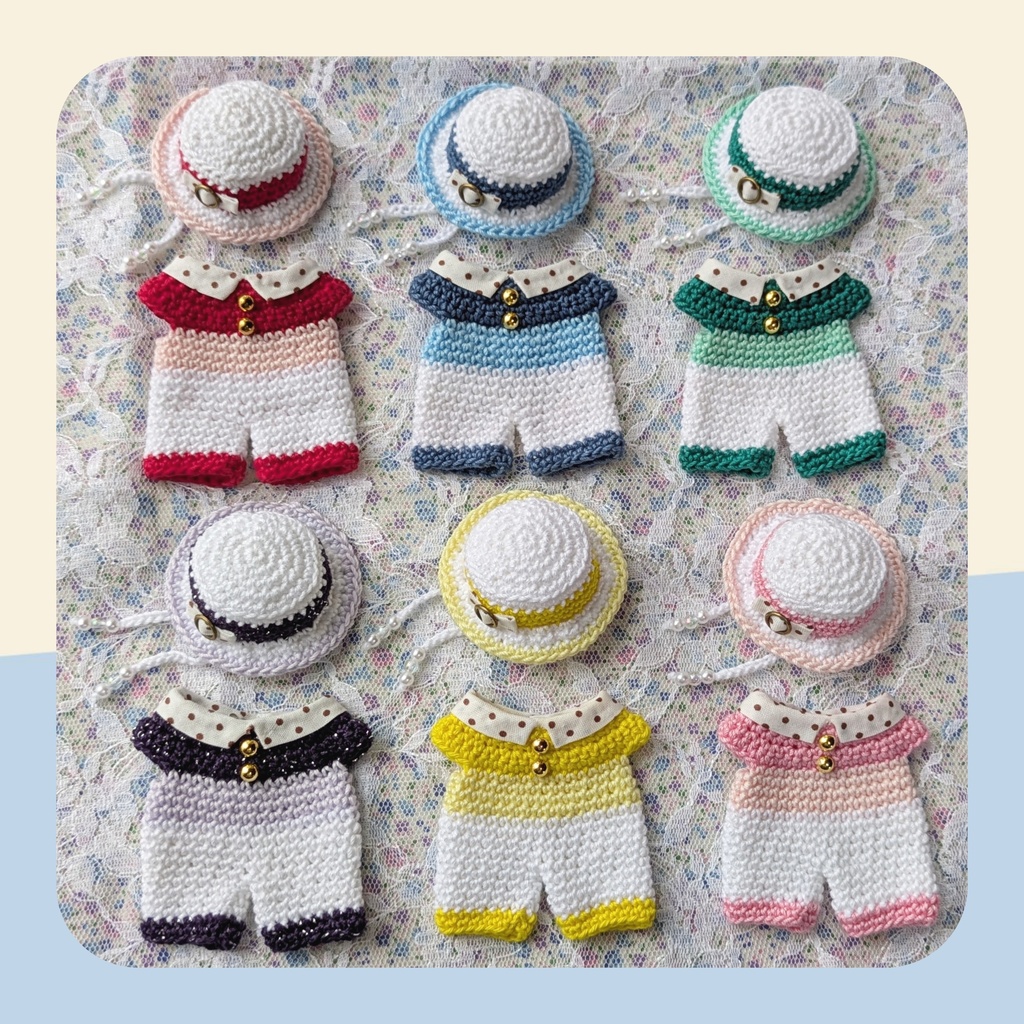 ドットとグラデカラーのミニハット＆お洋服セット