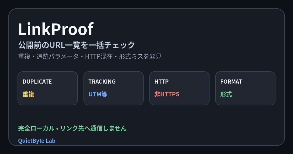 LinkProof - URL一覧の重複・追跡パラメータ・形式チェック
