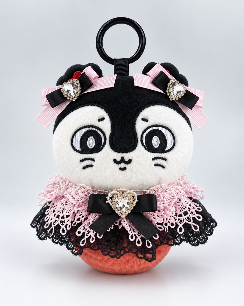 ぬい服 セイレーン ちいかわ 着せ替え ピンク×黒レース 地雷系 3点セット
