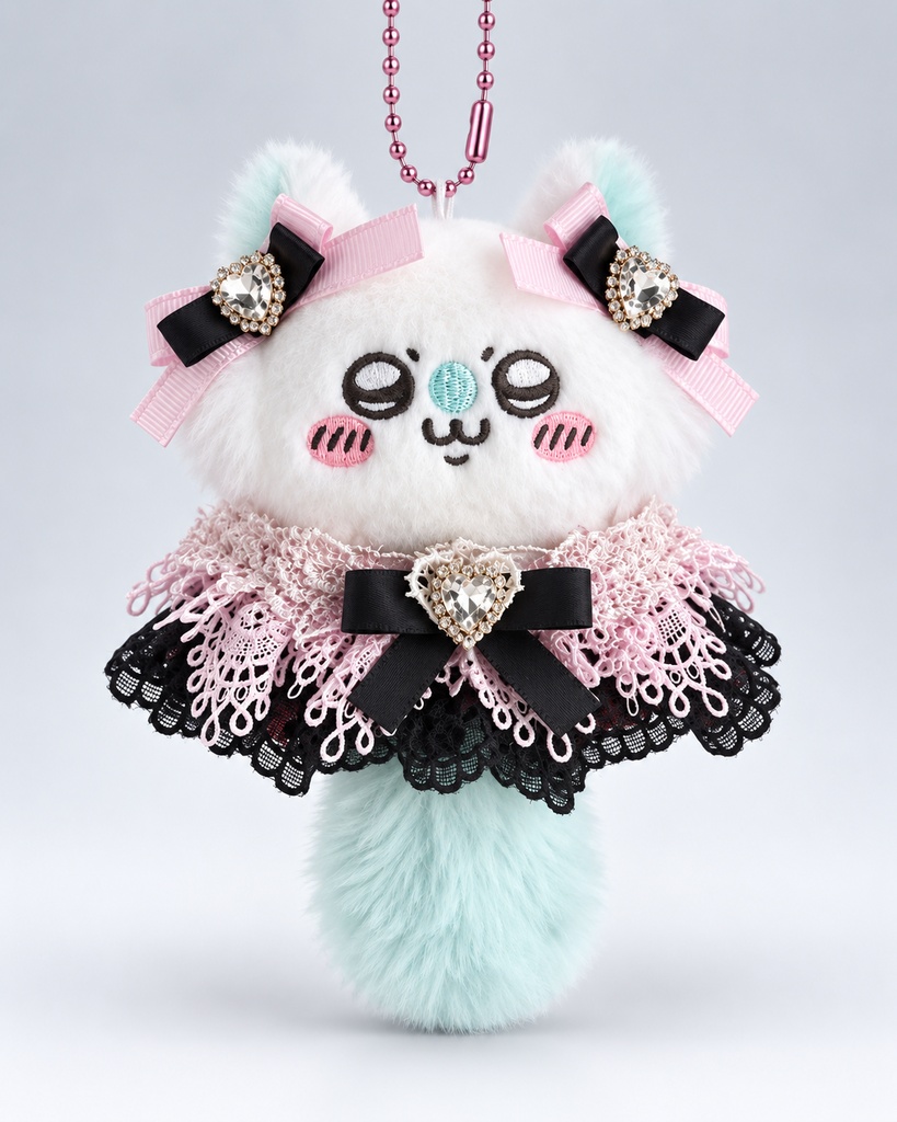 ぬい服 セイレーン ちいかわ 着せ替え ピンク×黒レース 地雷系 3点セット