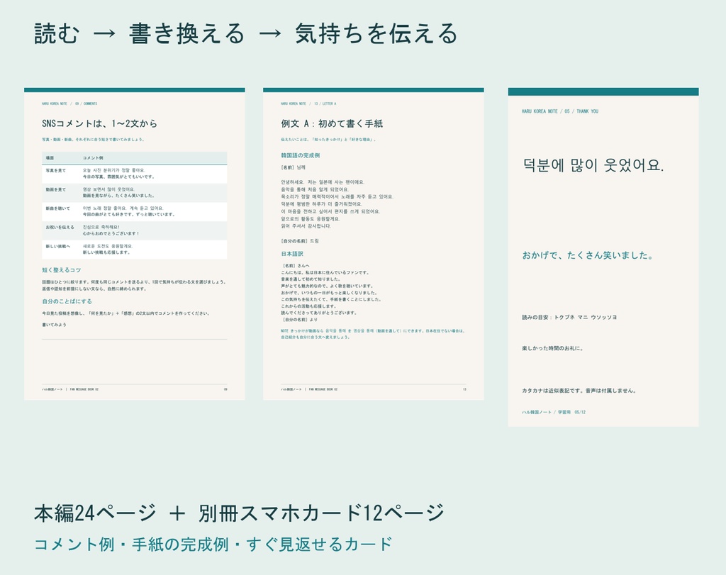 【日本語解説】推しに伝わる韓国語|本編24P+スマホカード12枚|コメント・ファンレター・推し活PDF