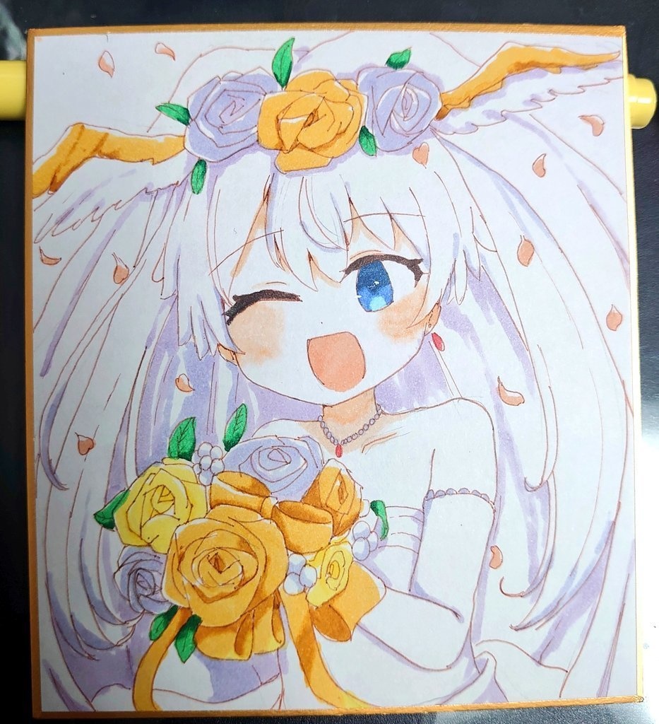 手書き色紙 【ウェディングタマ】