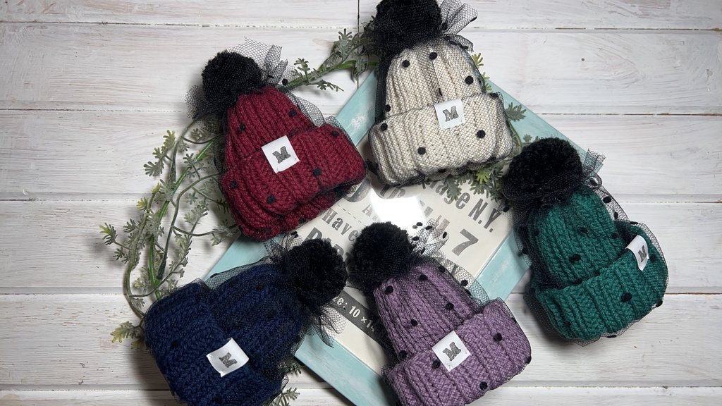 11/22(21時より販売)チュールニット帽(10cmぬいサイズ)