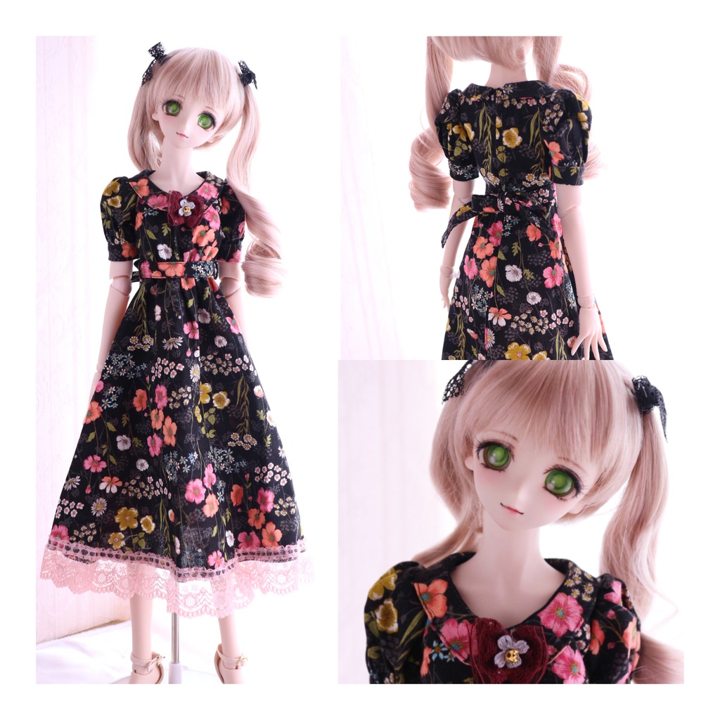 【DDサイズ】鮮やか小花柄のマキシ丈ワンピース