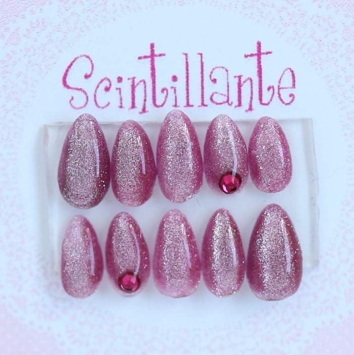 【Lサイズ】キュートピンクカラーのマグネットネイルチップ