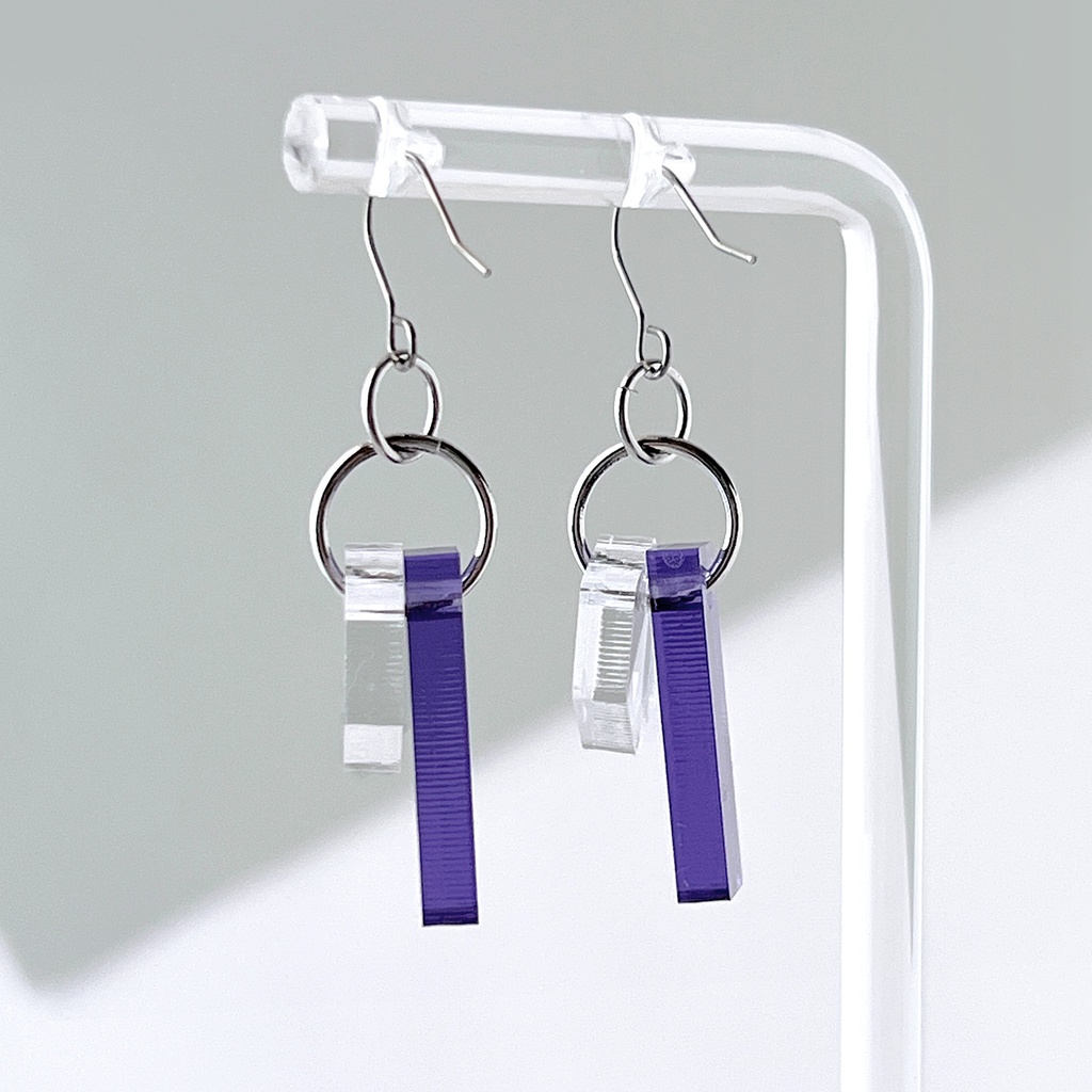 【effect_purple】ピアス・イヤリング│アクリルアクセサリー│││ユニーク│ストリート系│メンズ│モード系│かっこいい│揺れる