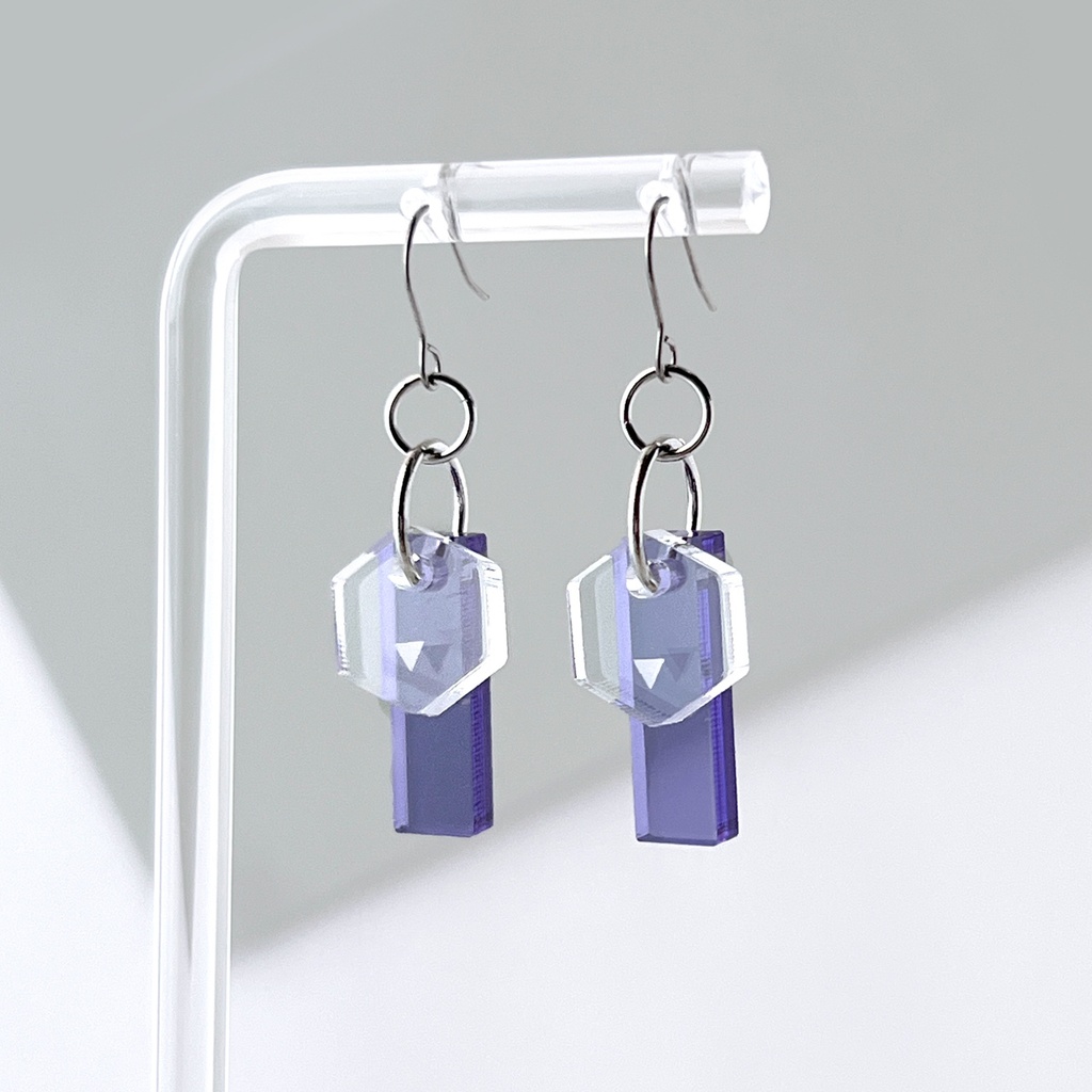 【effect_purple】ピアス・イヤリング│アクリルアクセサリー│││ユニーク│ストリート系│メンズ│モード系│かっこいい│揺れる
