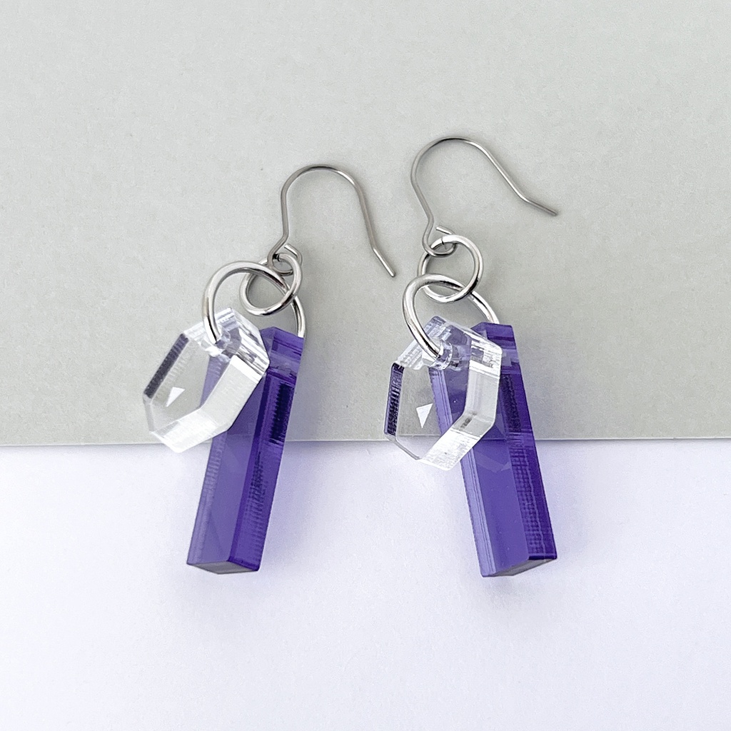 【effect_purple】ピアス・イヤリング│アクリルアクセサリー│││ユニーク│ストリート系│メンズ│モード系│かっこいい│揺れる