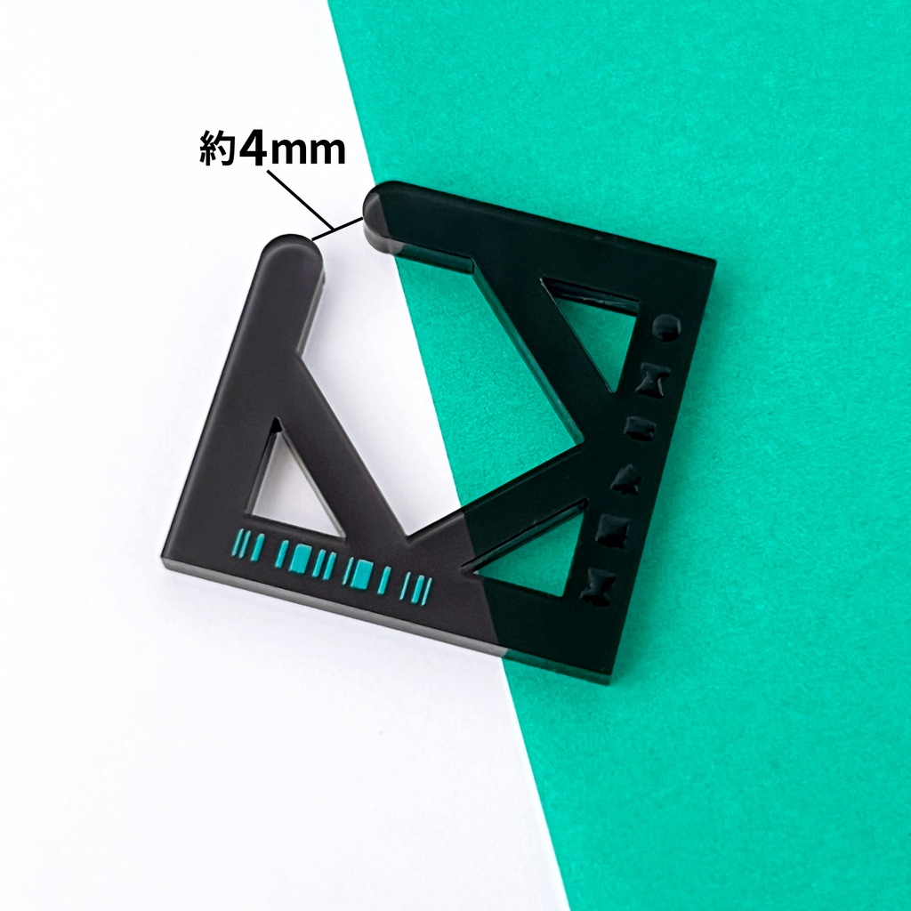 【square_audio : green】イヤカフ|アクリルアクセサリー|||ユニーク|個性的|メンズ|かっこいい|四角|音楽|モード系|ストリート系