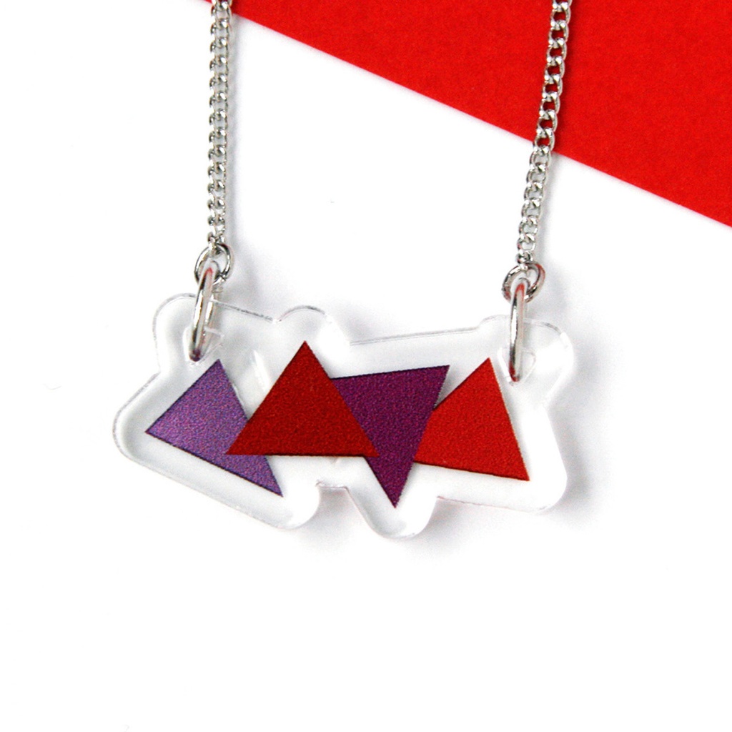 【ランダムトライアングル/レッド】ネックレス│アクリルアクセサリー│ユニーク│ストリート│個性的│三角│モード│秋冬│赤