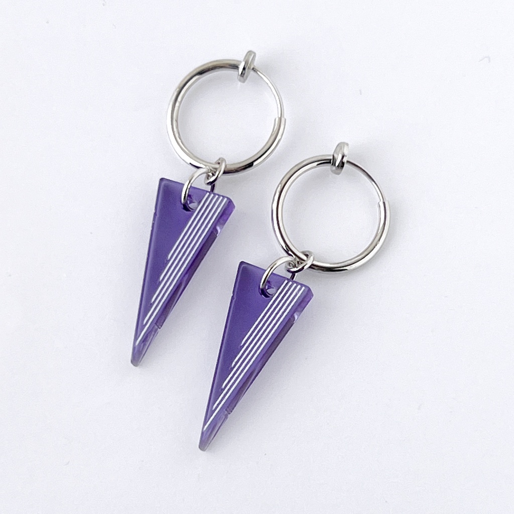 【spice_purple】ピアス・イヤリング│アクリルアクセサリー│││ユニーク│ストリート系│メンズ│カッコイイ│三角│揺れる│モード系
