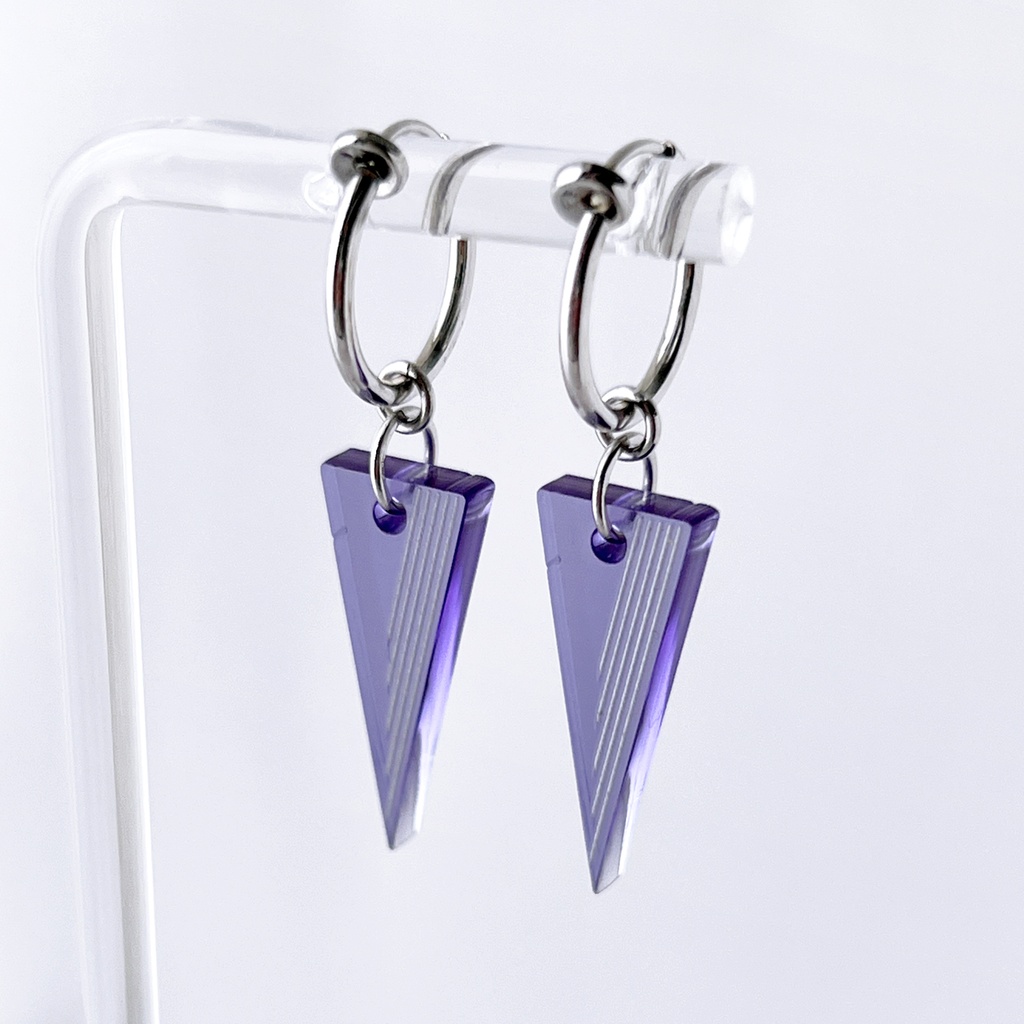 【spice_purple】ピアス・イヤリング│アクリルアクセサリー│││ユニーク│ストリート系│メンズ│カッコイイ│三角│揺れる│モード系