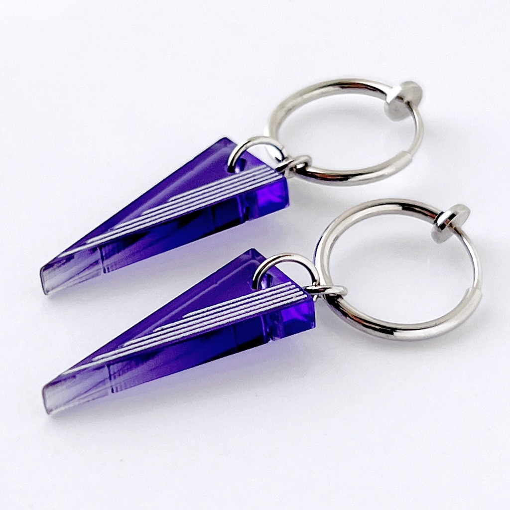 【spice_purple】ピアス・イヤリング│アクリルアクセサリー│││ユニーク│ストリート系│メンズ│カッコイイ│三角│揺れる│モード系