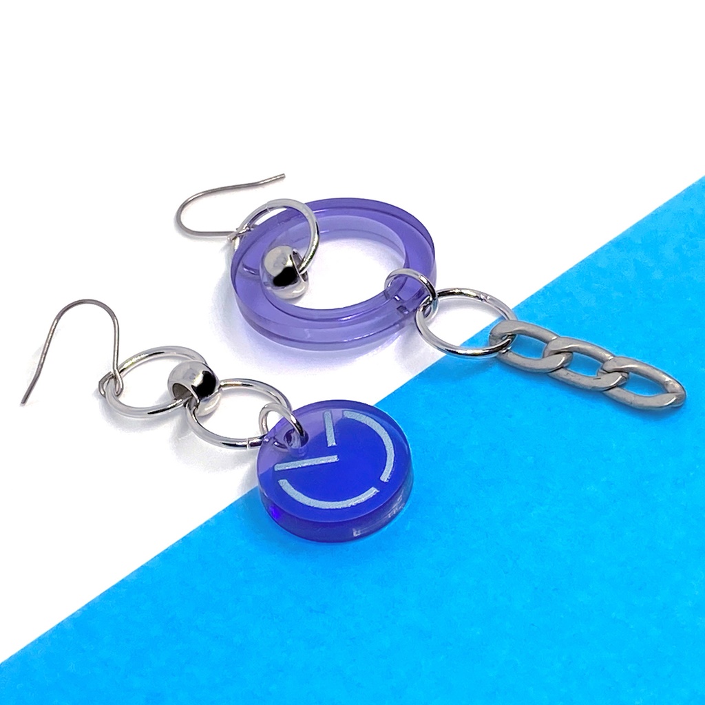 【chain_circle/purple】ピアス・イヤリング|アクリルアクセサリー|||揺れる|ユニーク|紫|メンズ|モード系|ストリート系|おしゃれ|アシンメトリー|個性的