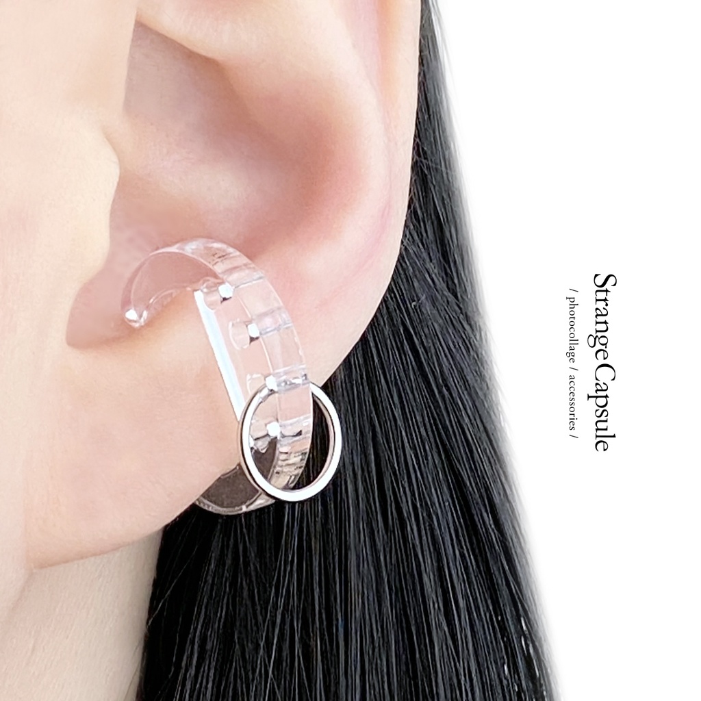 【Russian roulette_clear】イヤカフ│アクリルアクセサリー││ユニーク│個性的│メンズ│かっこいい│丸│ストリート系