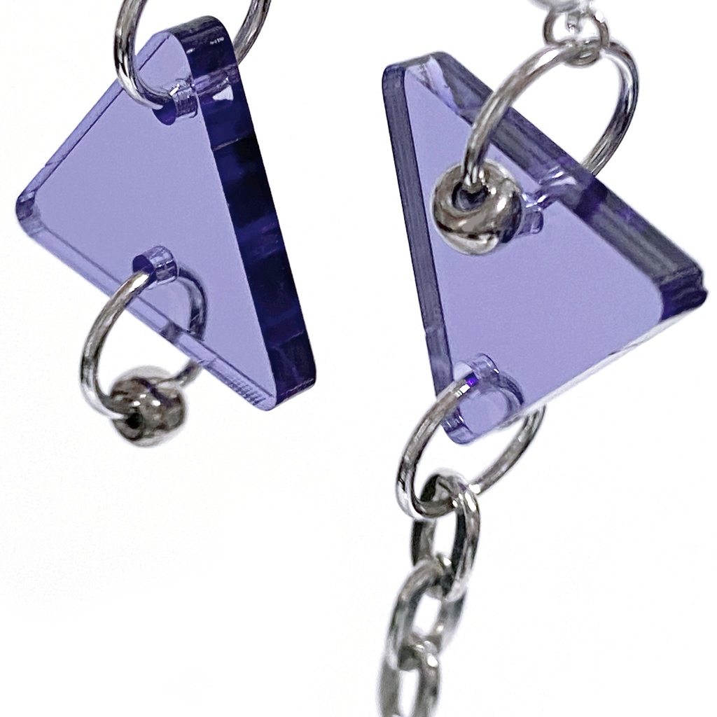 【chain_triangle/purple】ピアス・イヤリング│アクリルアクセサリー│││ユニーク│紫│モード系│ストリート系│おしゃれ|三角