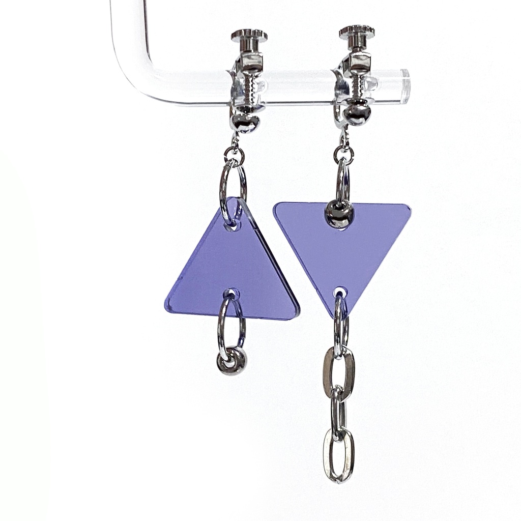 【chain_triangle/purple】ピアス・イヤリング│アクリルアクセサリー│││ユニーク│紫│モード系│ストリート系│おしゃれ|三角