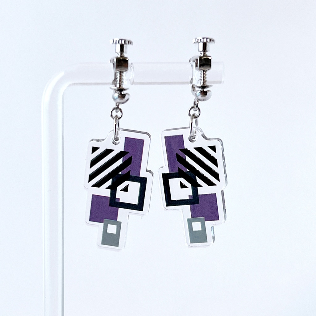 【幾何学スクエアⅡ/purple】ピアス・イヤリング|アクリルアクセサリー||モード系|ユニーク|個性的|四角|紫|秋|パープル