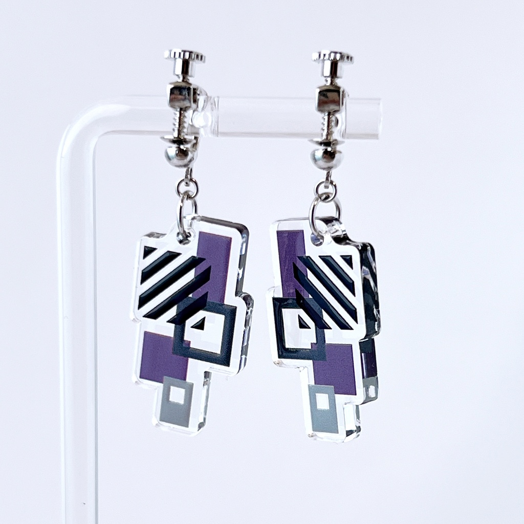 【幾何学スクエアⅡ/purple】ピアス・イヤリング|アクリルアクセサリー||モード系|ユニーク|個性的|四角|紫|秋|パープル